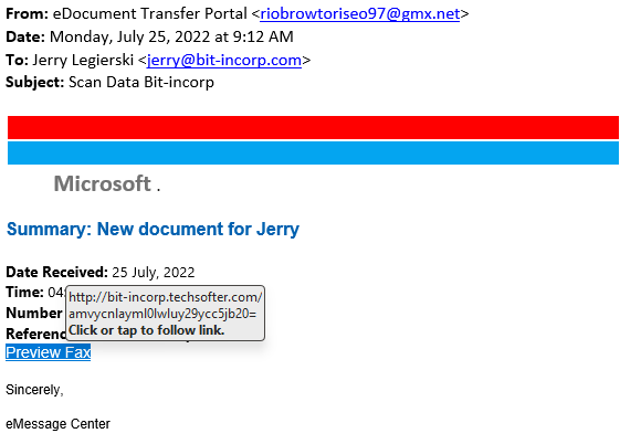 A screenshot of a phishing email.